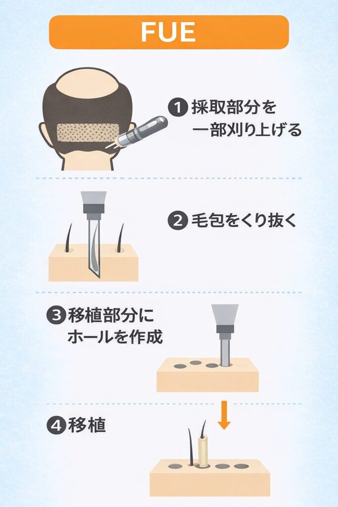 切らない植毛FUE法の流れ