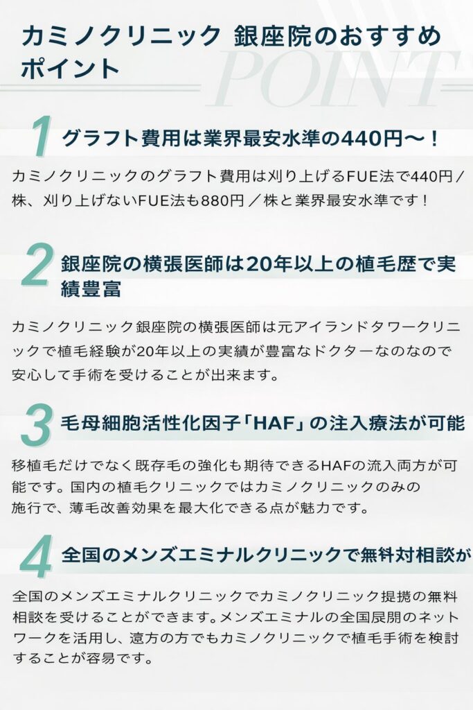カミノクリニック銀座院　特徴